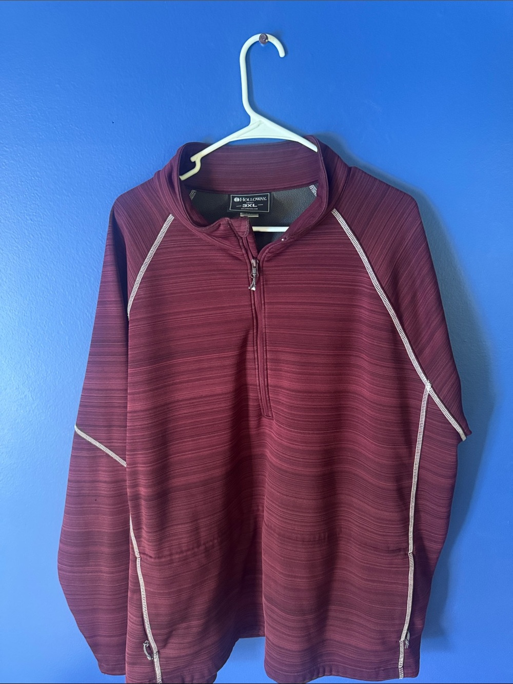 croft & barrow Men's Burgundy Quarter-Zip Sweater with Contrast Stitching